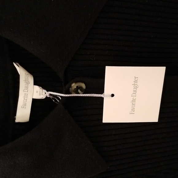 💕FAVORITE DAUGHTER💕 Lena Long Cardigan ~ Black M NWT Ribbed Cotton Cashmere - Picture 12 of 16